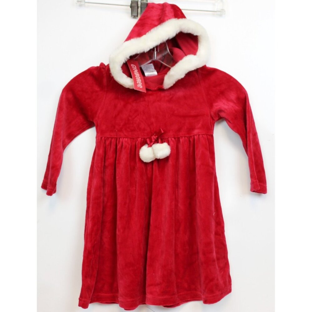 NWT 2008 Gymboree Winter Snowflake Red Velour Santa Dress Hood sz 4 Long Sleeve